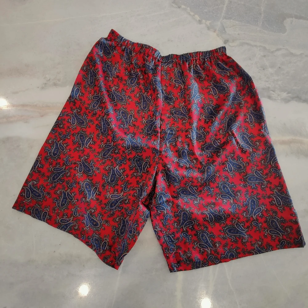 COPY - NWT Silk Pajama Set- Short Sleeves + Pants | Vintage Asian Print PJ - Picture 6 of 8